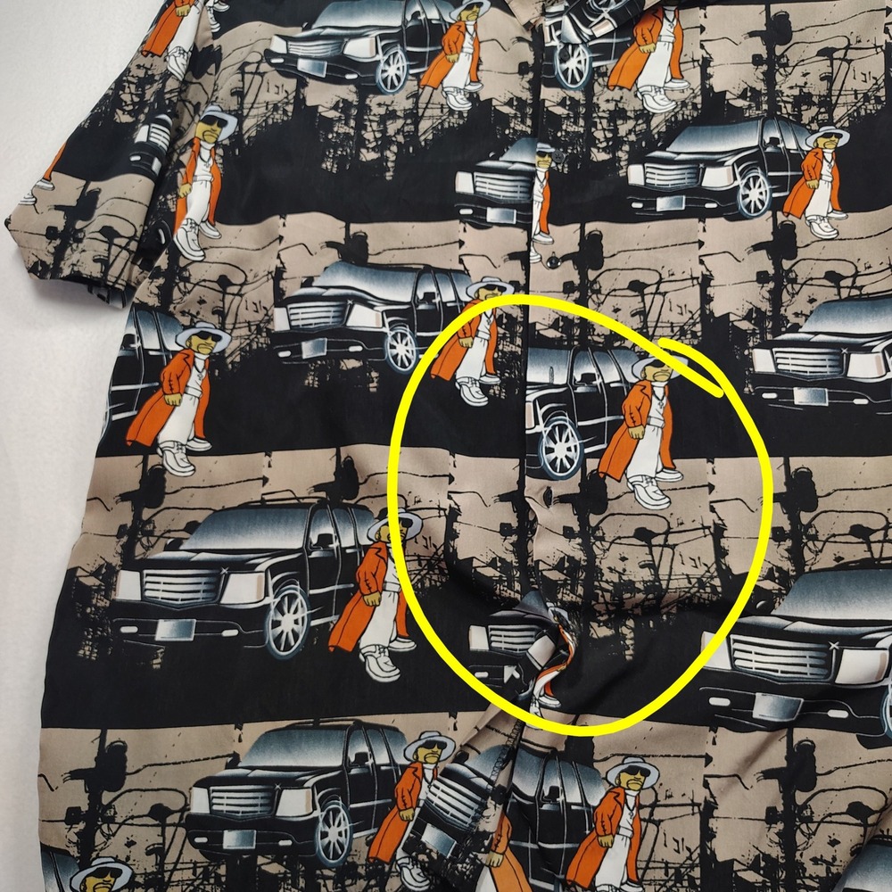 Vtg‎ Uprok Cadillac Shirt Men 3XL Black Orange Short Sleeve Button Up streetwear - Picture 9 of 10